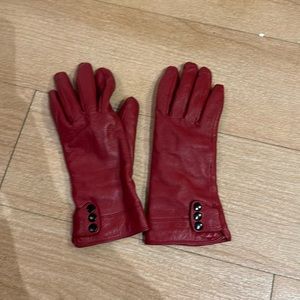 Red Leather fleece Gloves